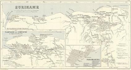 Die Herrnhutische Mission in Surinam (ab 1735) aus dem Missionsatlas der Brüder-Unität (1860)